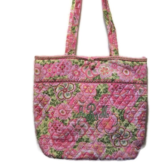 Vera Bradley Handbags - Vera Bradley Pink Petal Print Button Top Bag